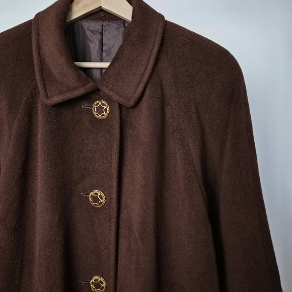 90s vintage angora wool swing coat women brown oversized winter long coat, retro - Picture 4 of 10